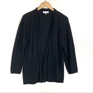 Bryn Walker Cashmere Cotton Black Draped‎ Open Cardigan Women’s Sz Large